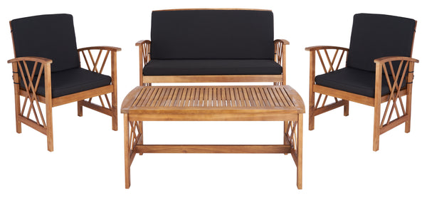 safavieh Safavieh Fontana 4 Piece Outdoor Set - Natural / Black