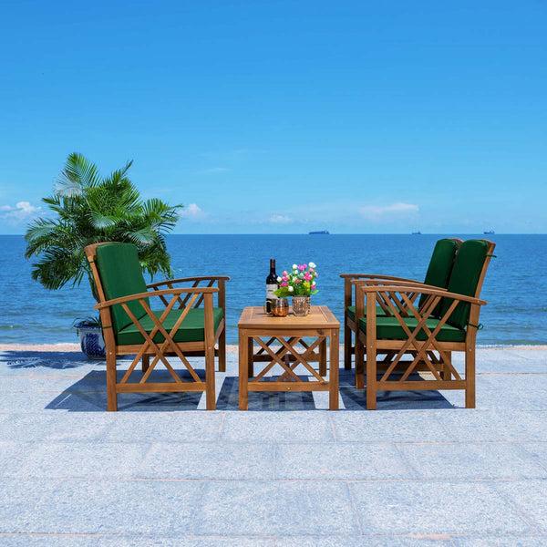Safavieh Safavieh Fontana 4 Piece Outdoor Set - Natural / Green