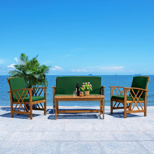 Safavieh Safavieh Fontana 4 Piece Outdoor Set - Natural / Green