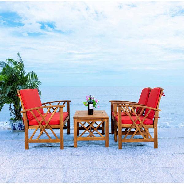 Safavieh Safavieh Fontana 4 Piece Outdoor Set - Natural / Red