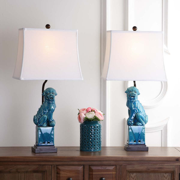 Safavieh Safavieh Foo 28.5 Inch H Dog Table Lamp - Blue (Set Of 2)