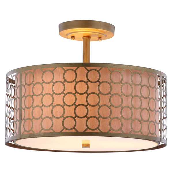 Safavieh Safavieh Giotta Circle Trellis 3 Light Antique Gold 16 Inch Dia Semi Flush-Antique Gold