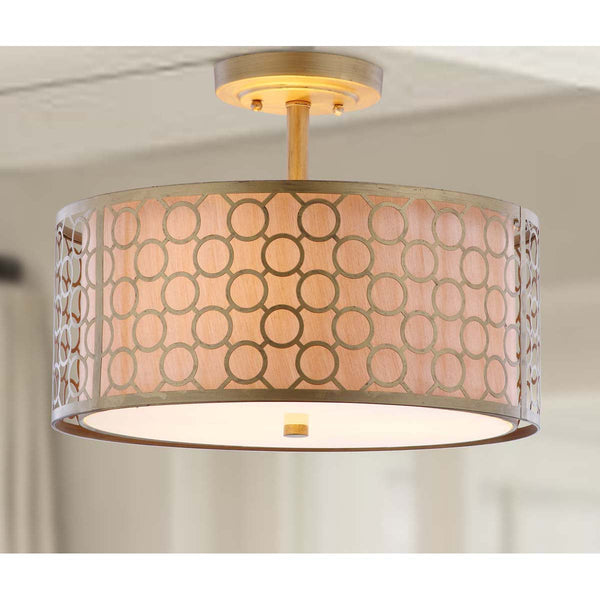Safavieh Safavieh Giotta Circle Trellis 3 Light Antique Gold 16 Inch Dia Semi Flush-Antique Gold