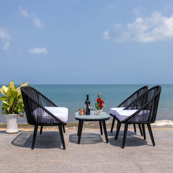 Safavieh Safavieh Halcott 4Pc Living Set - Black / White