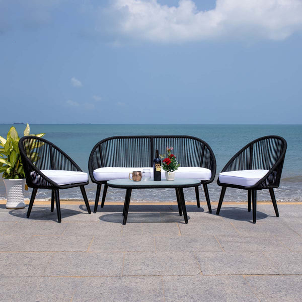 safavieh Safavieh Halcott 4Pc Living Set - Black / White