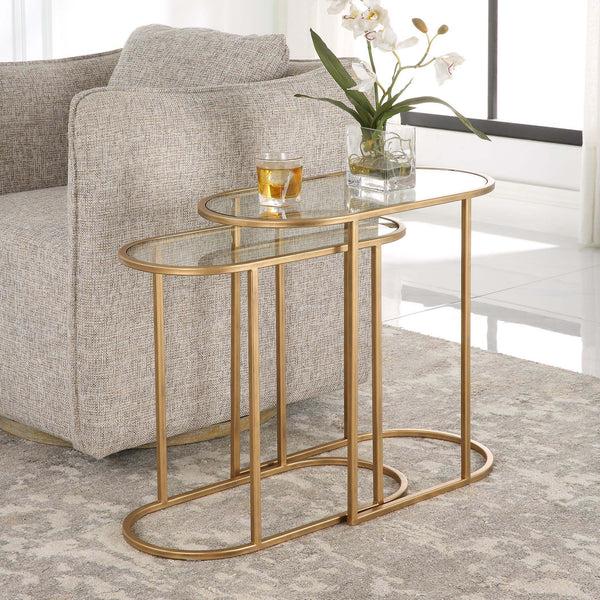Safavieh Home Decor Burshed Brass Accent Table - S/2