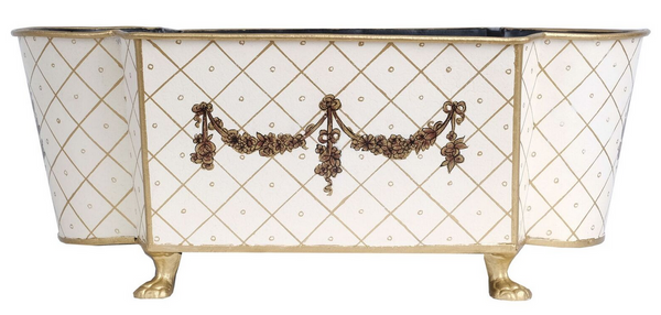 safavieh Ivory & Gold Long Trellis Garland Planter