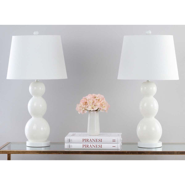 safavieh Safavieh Jayne 26.5 Inch H Three Sphere Glass Lamp-White (Set of 2)