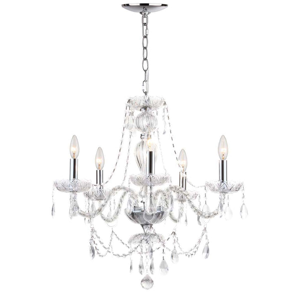 Safavieh Safavieh Jingle 5 Light Chrome 22.5 Inch Dia Adjustable Chandelier-Chrome/Clear
