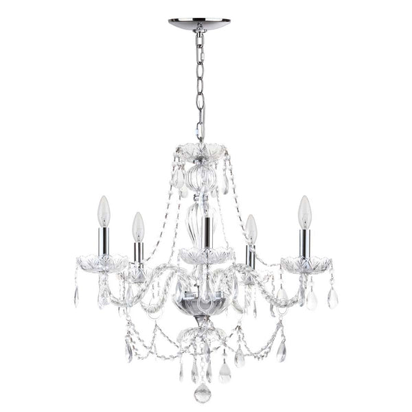 safavieh Safavieh Jingle 5 Light Chrome 22.5 Inch Dia Adjustable Chandelier-Chrome/Clear