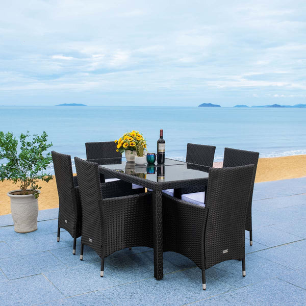 Safavieh Safavieh Jolin 7 Pc Dining Set - Black / White - PAT7706A-3BX