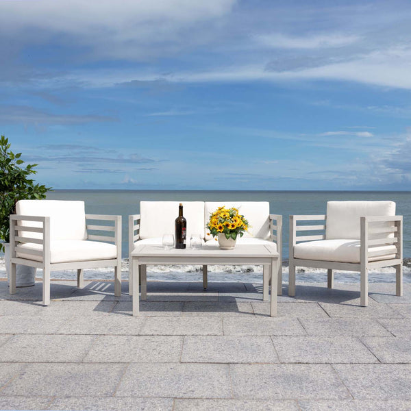 safavieh Safavieh Kinnell 4 Piece Outdoor Living Set - Grey / Beige