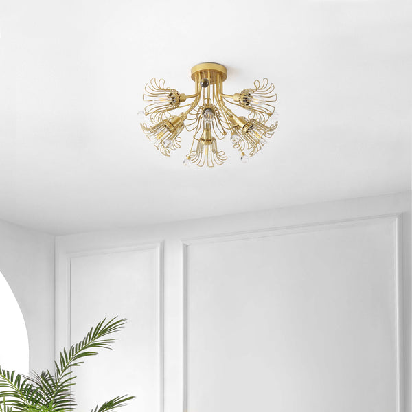 Safavieh Safavieh Leandra 7 Light 19 Inch Metal Flush Mount - Gold