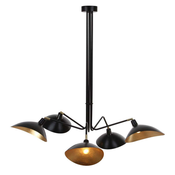 Safavieh Safavieh Lettie 5 Light Gold Leaf Detail 49 Inch Dia Pendant-Black