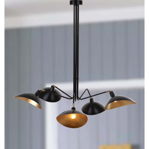 Safavieh Safavieh Lettie 5 Light Gold Leaf Detail 49 Inch Dia Pendant-Black