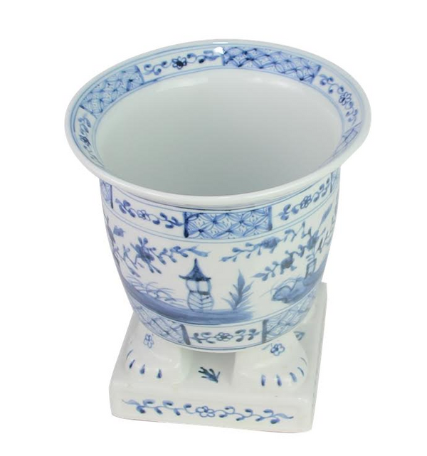 Safavieh Light BLUE FOOTED VILLAGE SCENE PLANTER