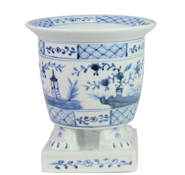 safavieh Light BLUE FOOTED VILLAGE SCENE PLANTER