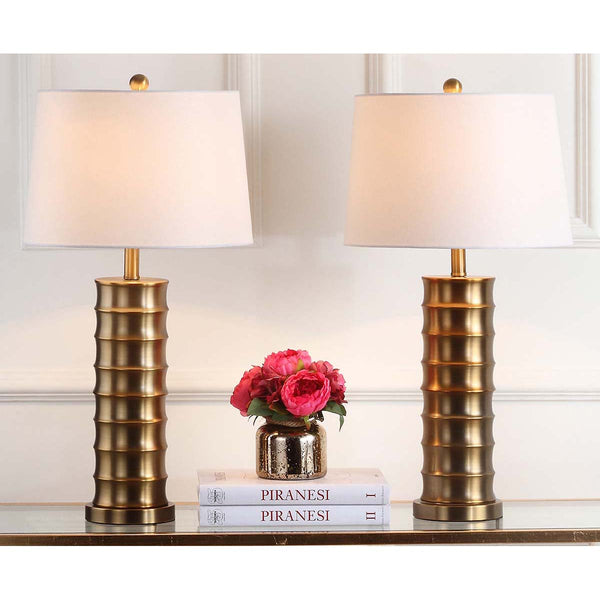 Safavieh Safavieh Linus 28.5 Inch H Brass Column Table Lamp-Gold (Set Of 2)