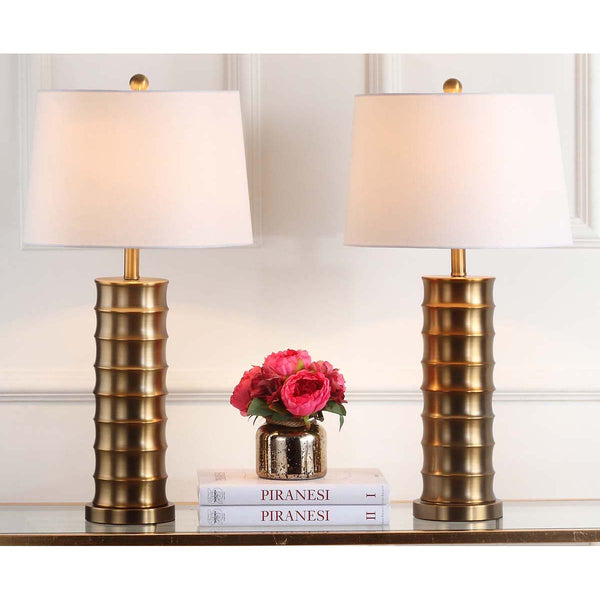 Safavieh Safavieh Linus 28.5 Inch H Brass Column Table Lamp-Gold (Set Of 2)