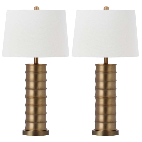 safavieh Safavieh Linus 28.5 Inch H Brass Column Table Lamp-Gold (Set of 2)