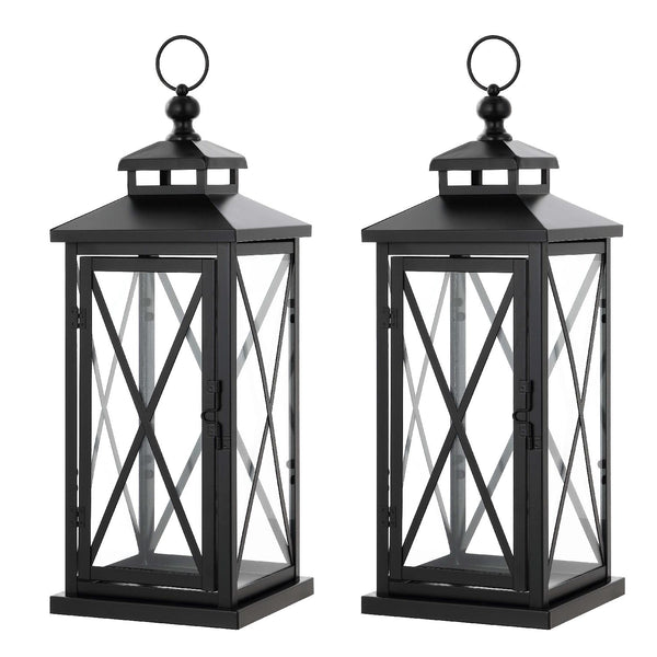 safavieh Safavieh Lirio Outdoor Lantern - Black / Clear (Set of 2)