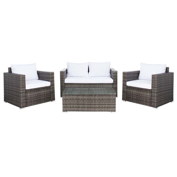 safavieh Safavieh Machie 4 Piece Living Set - Grey Brown / White