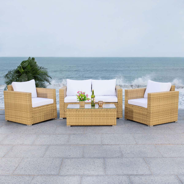 safavieh Safavieh Machie 4 Piece Living Set - Natural / White