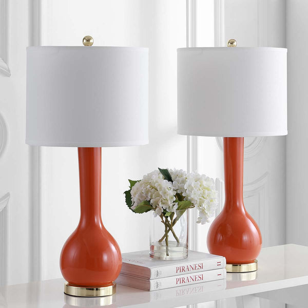 Safavieh Safavieh Mae 30.5 Inch H Long Neck Ceramic Table Lamp-Blood Orange (Set Of 2)
