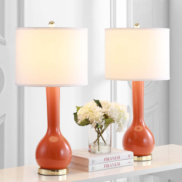 safavieh Safavieh Mae 30.5 Inch H Long Neck Ceramic Table Lamp-Blood Orange (Set of 2)