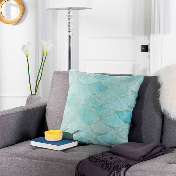 Safavieh Safavieh Metallic Scale Cowhide 20X20 Pillow - Teal