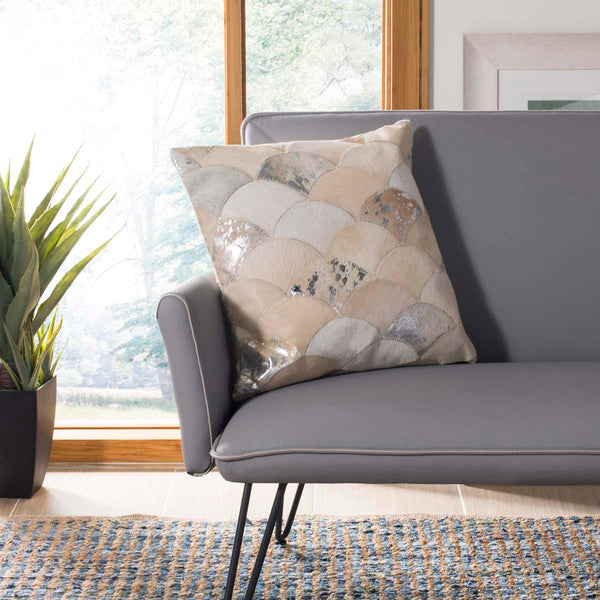 Safavieh Safavieh Metallic Scale Cowhide Pillow - White/Silver