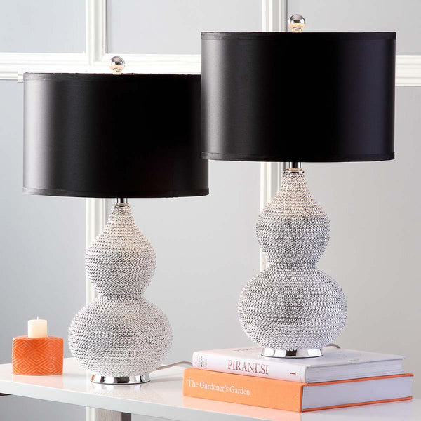 Safavieh Safavieh Nicole 24.5 Inch H Bead Base Lamp-Silver (Set Of 2)