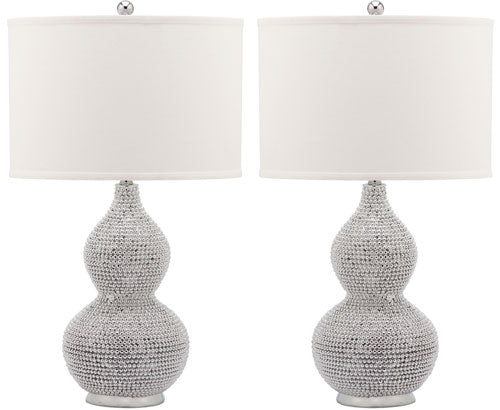 Safavieh Safavieh Nicole 24.5 Inch H Bead Base Lamp-Silver (Set Of 2)