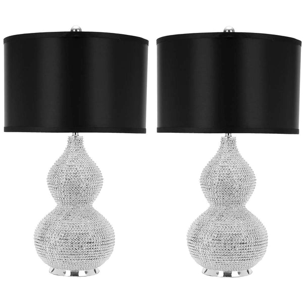safavieh Safavieh Nicole 24.5 Inch H Bead Base Lamp-Silver (Set of 2)