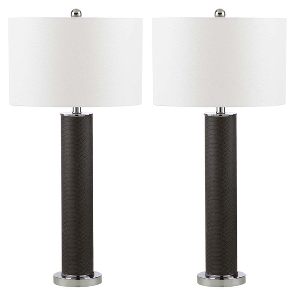 safavieh Safavieh Ollie 31.5 Inch H Faux Snakeskin Table Lamp-Grey (Set of 2)
