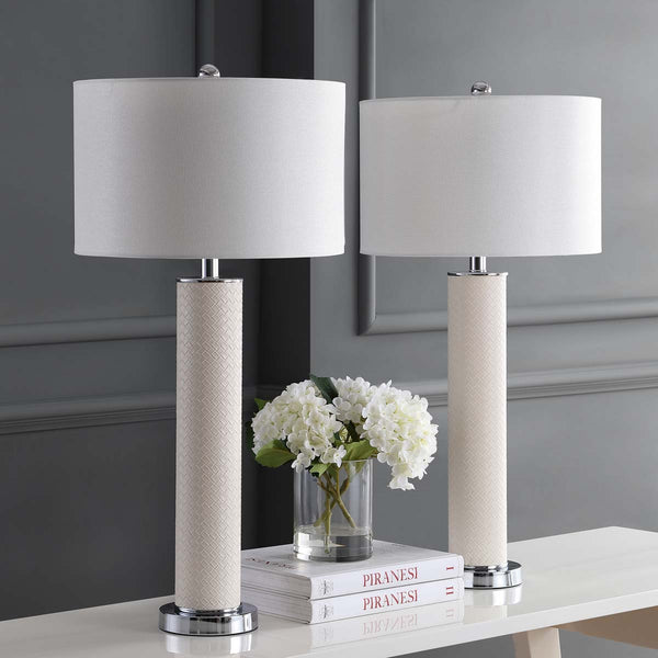 Safavieh Safavieh Ollie 31.5 Inch H Faux Woven Leather Table Lamp-Cream (Set Of 2)