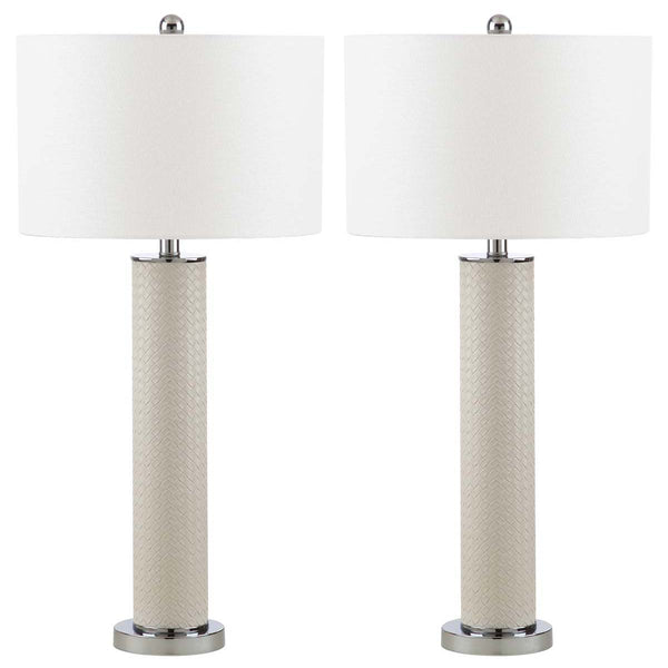 safavieh Safavieh Ollie 31.5 Inch H Faux Woven Leather Table Lamp-Cream (Set of 2)