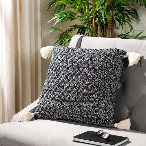 Safavieh Safavieh Pennie Knit Tassel Pillow - Black/Natural