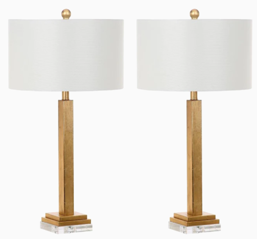 safavieh Safavieh Perri 30 Inch H Crystal Base Table Lamp - Gold / Off White (Set of 2)