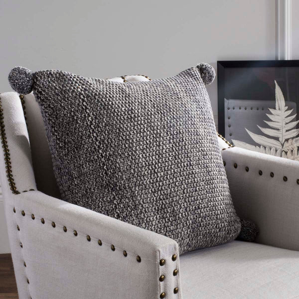 Safavieh Safavieh Pom Pom Knit Pillow - Dark Grey/Natural