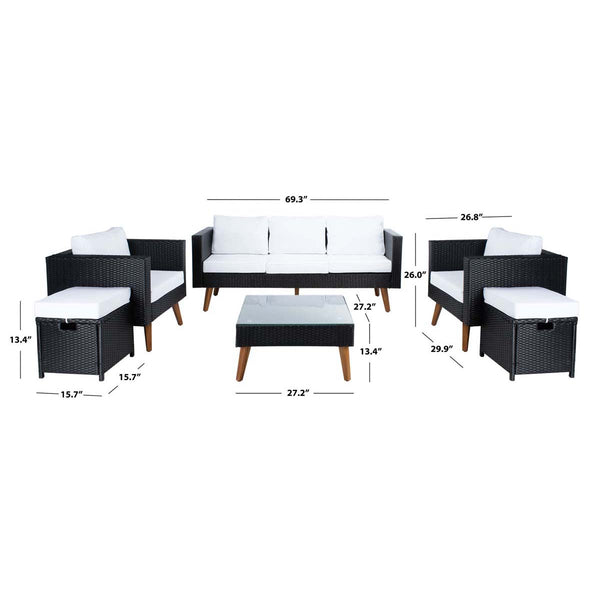 Safavieh Safavieh Presla 6 Piece Living Set - Black / White