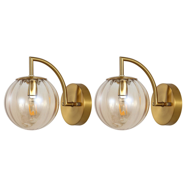 safavieh Safavieh Psylla 9.25 Inch Wall Sconce (Set of 2) - Amber / Brass