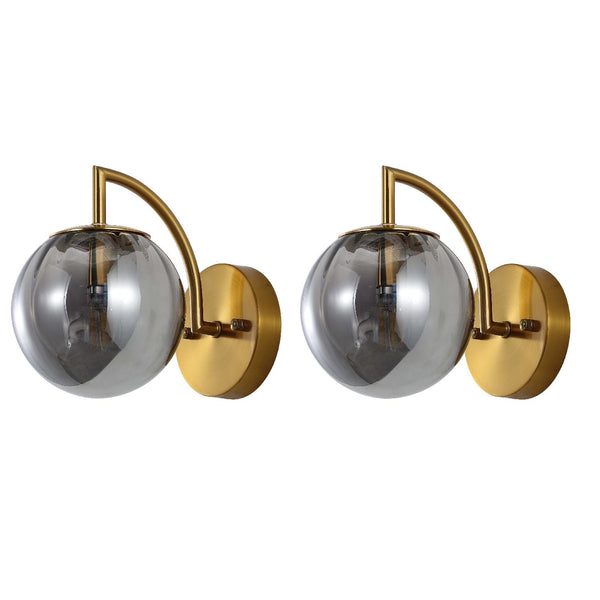 safavieh Safavieh Psylla 9.25 Inch Wall Sconce (Set of 2) - Smoke Grey / Brass