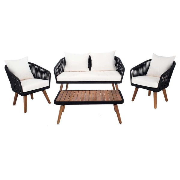 safavieh Safavieh Ransin 4 Piece Living Set - Black / Beige