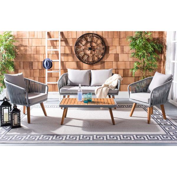 Safavieh Safavieh Ransin 4Pc Living Set - Grey Rope/ Grey Cushion/Natural Legs