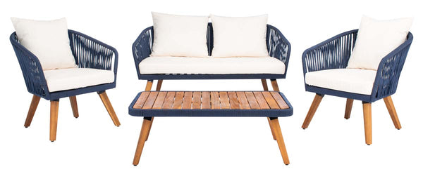 safavieh Safavieh Ransin 4Pc Living Set - Navy/Beige/Natural Legs
