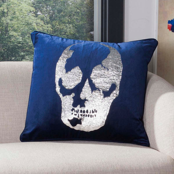 Safavieh Safavieh Rayen Skull Pillow - Dark Blue/Silver