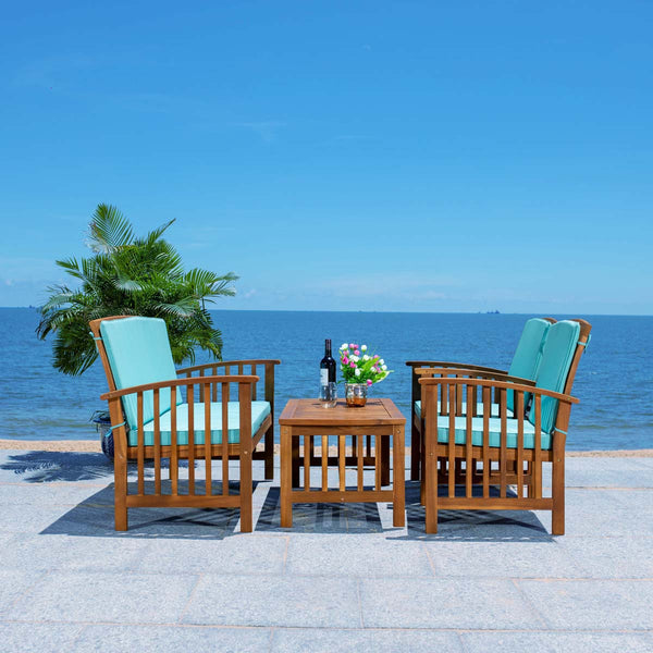 Safavieh Safavieh Rocklin 4 Piece Outdoor Set - Natural / Aqua