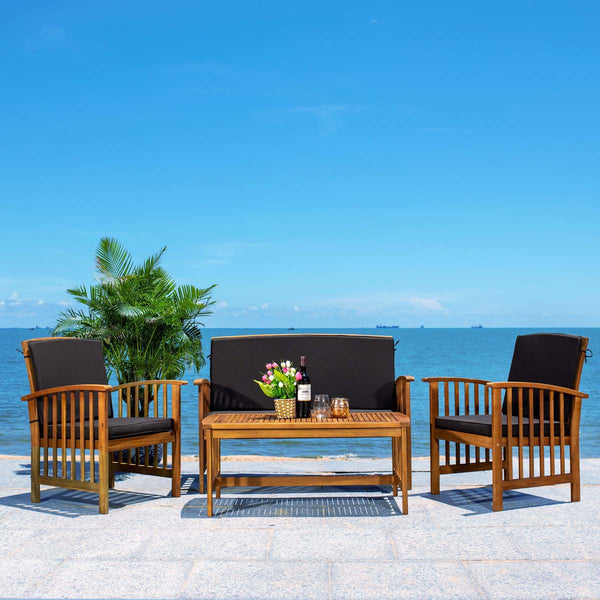 Safavieh Safavieh Rocklin 4 Piece Outdoor Set - Natural / Black