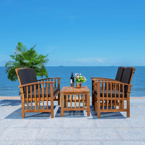 Safavieh Safavieh Rocklin 4 Piece Outdoor Set - Natural / Black